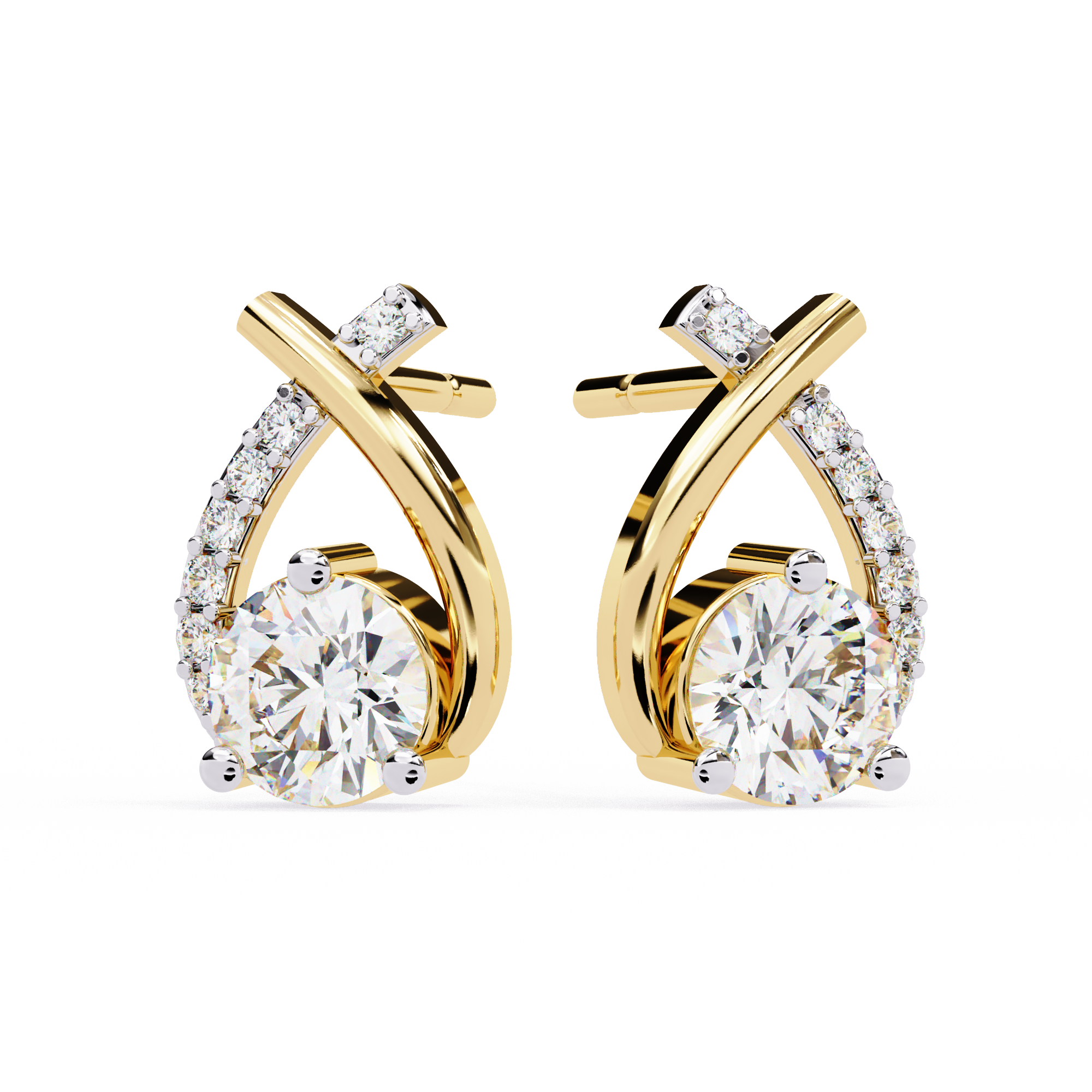 1.27ct Natural Diamond Twist Studs | Solitairekart